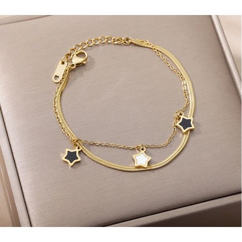 Star charm double layer chain bracelet