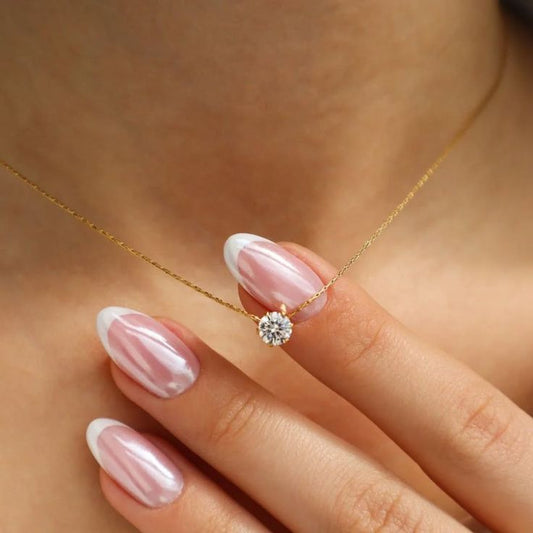 Anti tarnish diamond pendant chain necklace