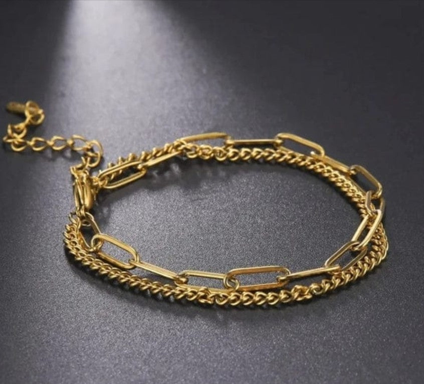 Minimalist Cross Double Layered Bracelet