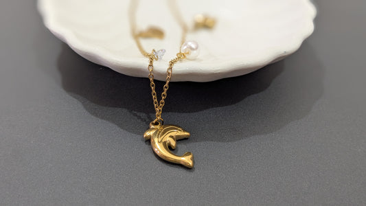 Anti tarnish fish pendant chain necklace