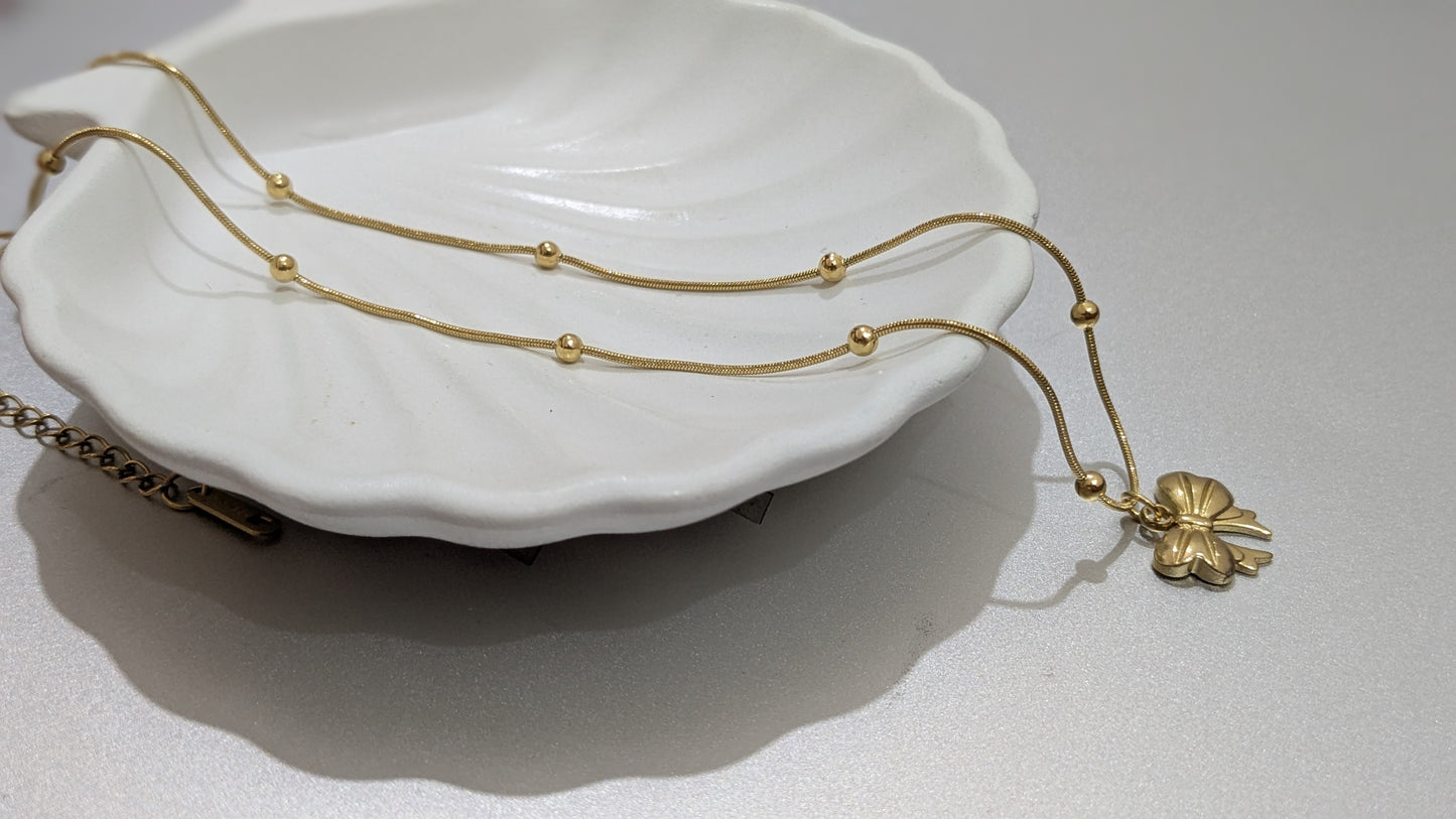 Anti tarnish gold pendant chain necklace