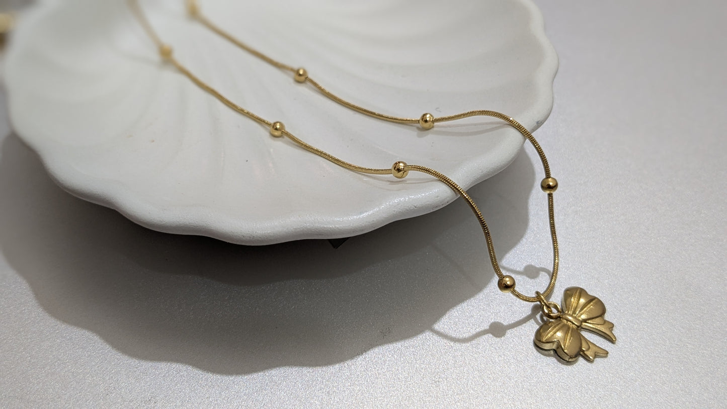 Anti tarnish gold pendant chain necklace