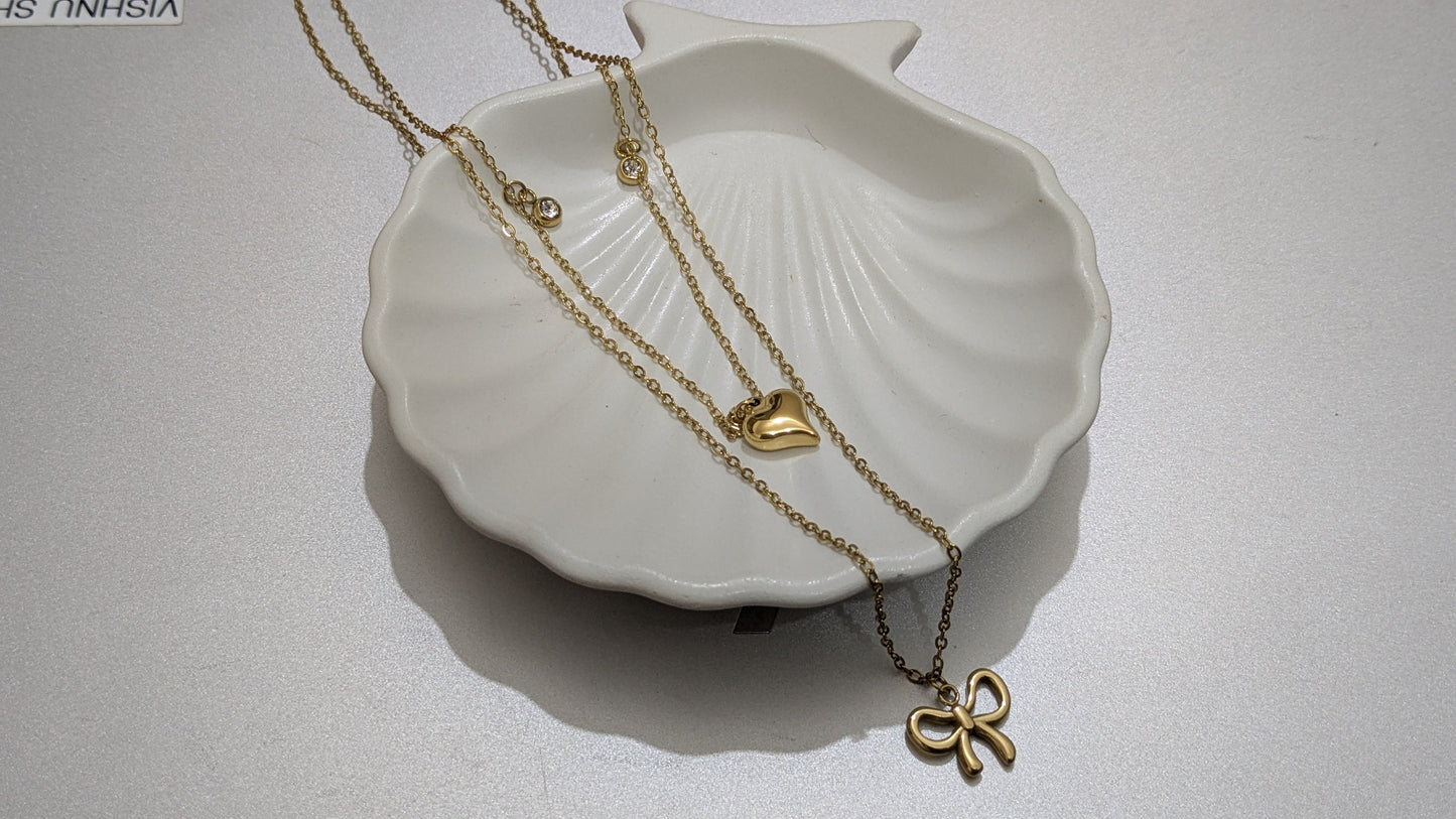 Anti tarnish double layer chain necklace