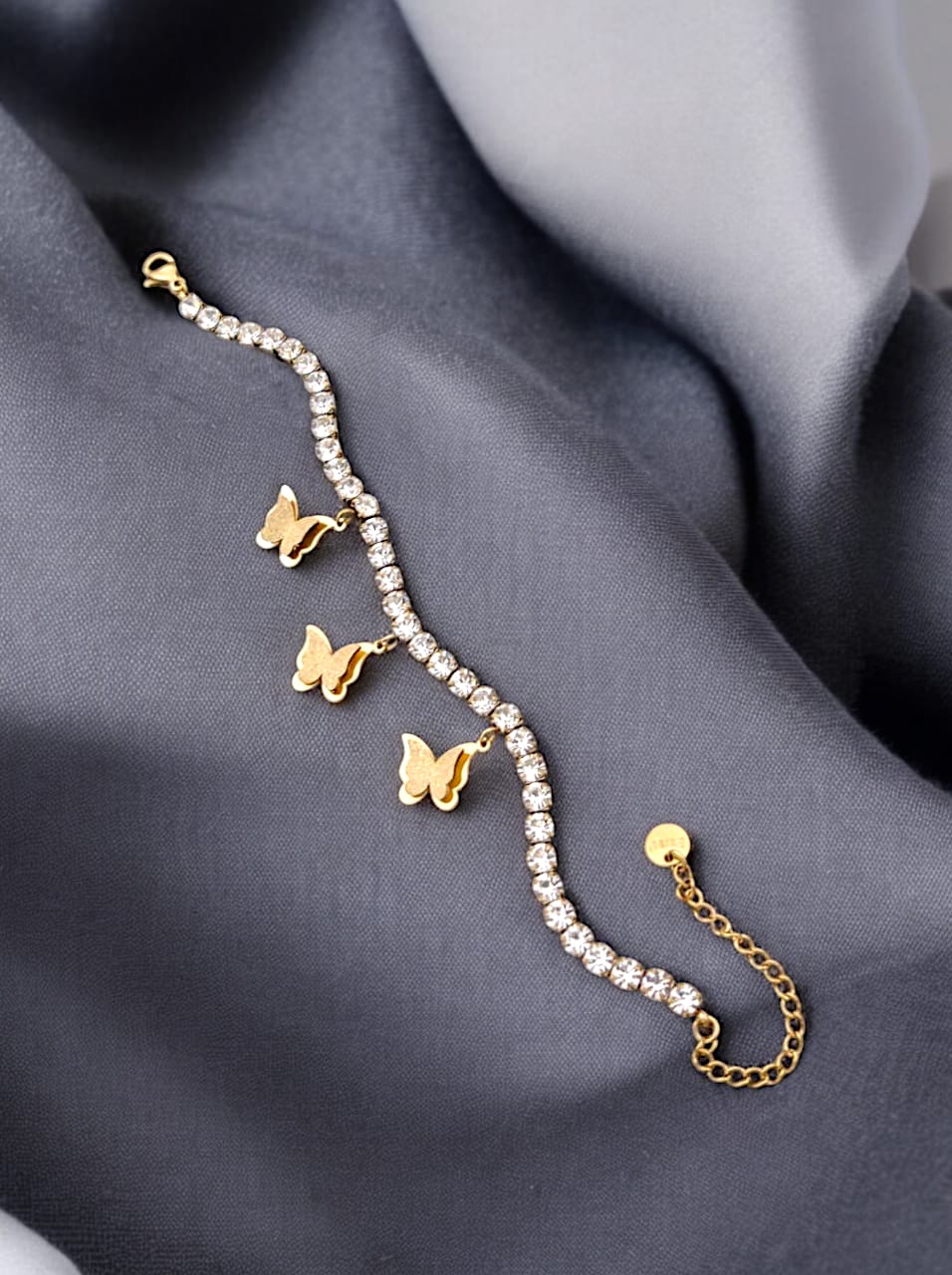 Butterfly charm diamond stone bracelet