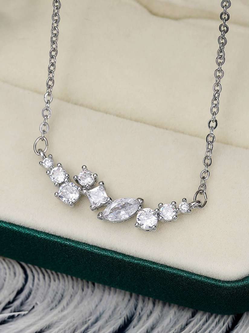 Silver plated AD studded pendant