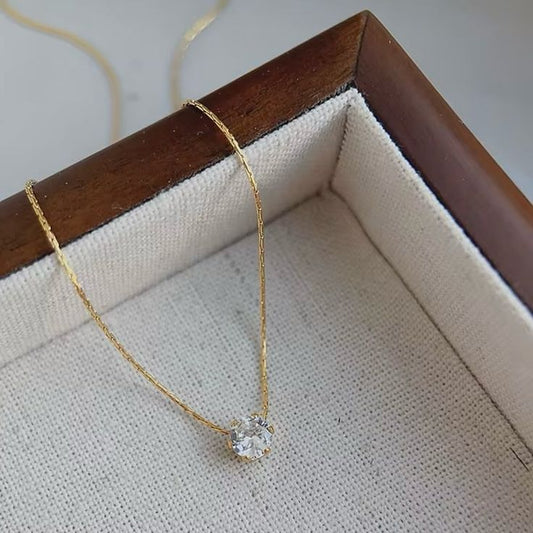 Anti tarnish diamond pendant chain necklace