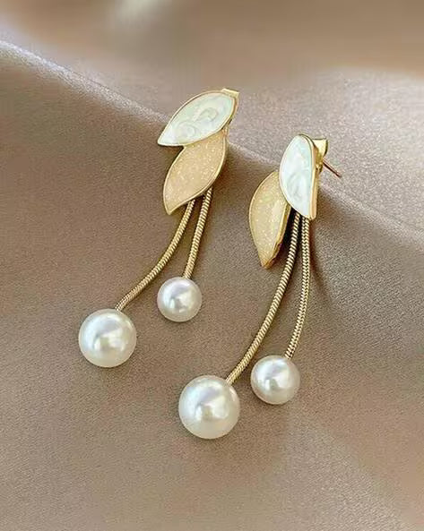 Korean 2 in 1 drop earrings