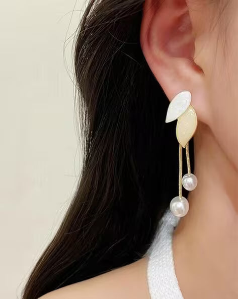 Korean 2 in 1 drop earrings