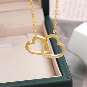 Gold plated Dual Heart pendant with chain