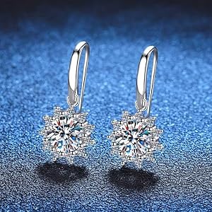 Silver plated sunflower drop earrings