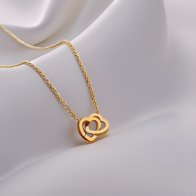 Gold plated Dual Heart pendant with chain