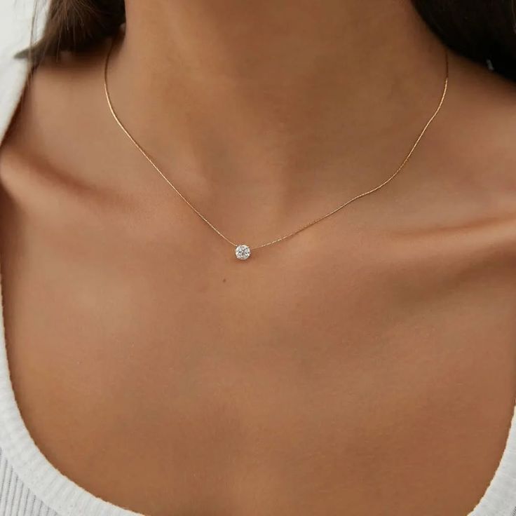 Anti tarnish diamond pendant chain necklace