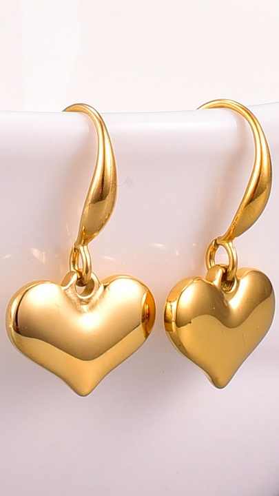 Gold plated heart drop hook earrings