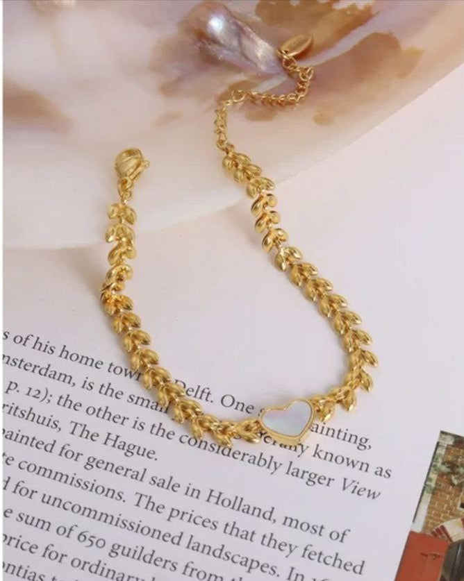 White Heart Chain Bracelet