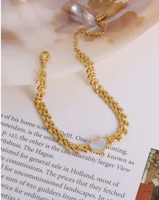 White Heart Chain Bracelet