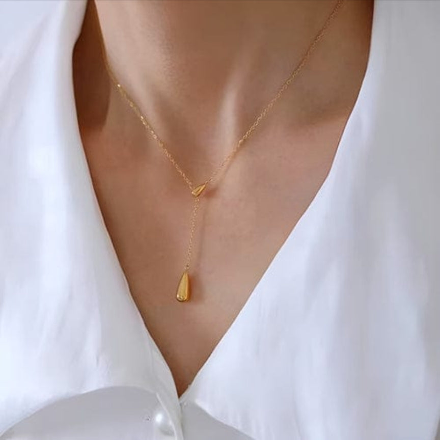 Gold-Plated Water Droplet Chain Necklace