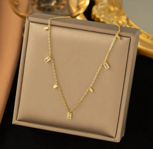 Square Geometric Charm Necklace