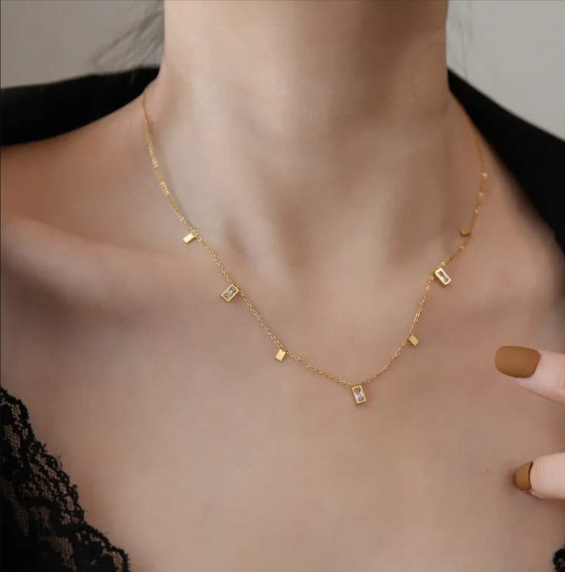 Square Geometric Charm Necklace