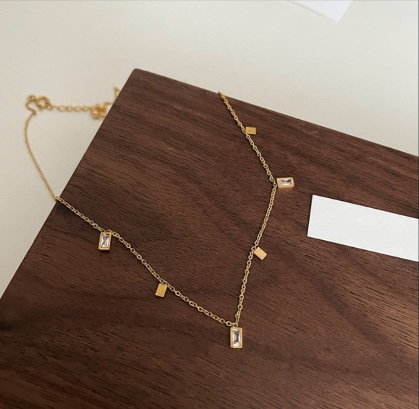 Square Geometric Charm Necklace