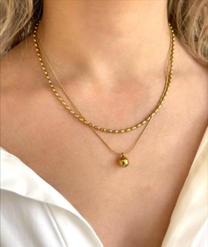 Dual Layer Ball Pendant Necklace