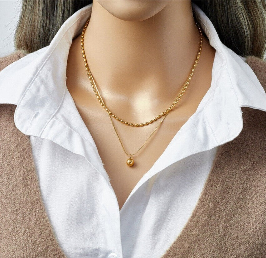 Dual Layer Ball Pendant Necklace