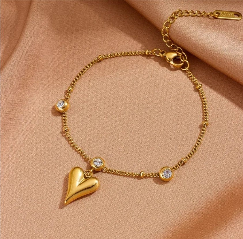 Heart Drop Stone Bracelet