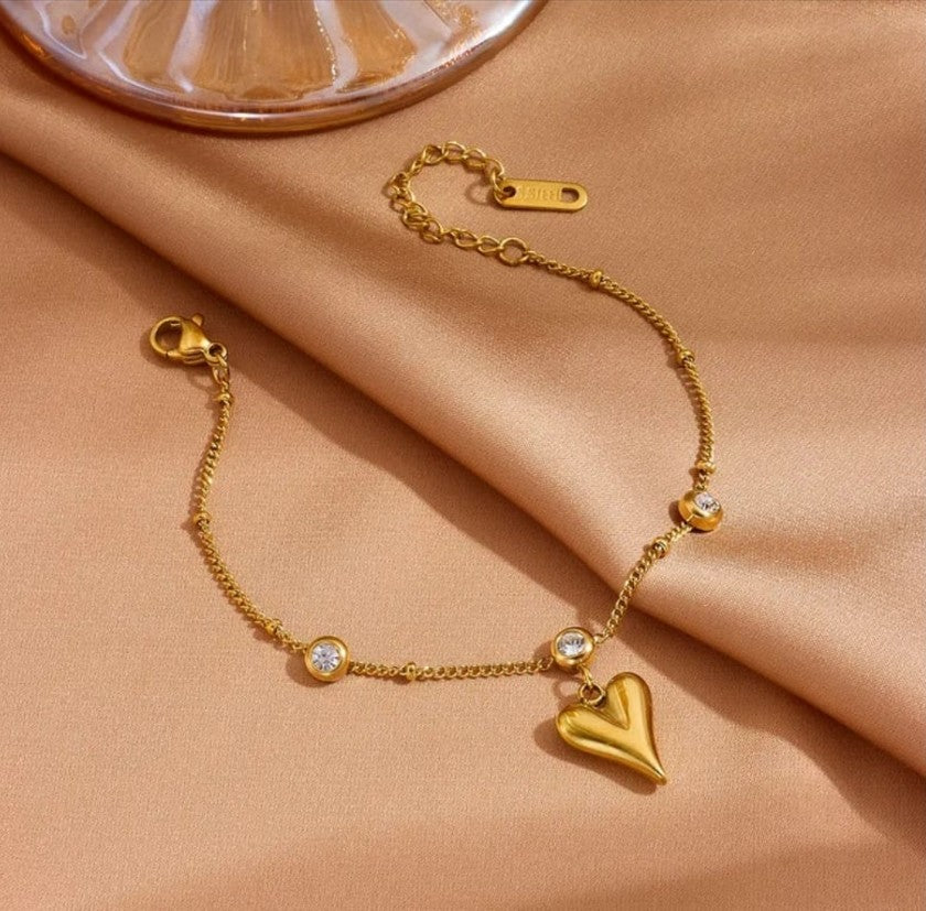 Heart Drop Stone Bracelet