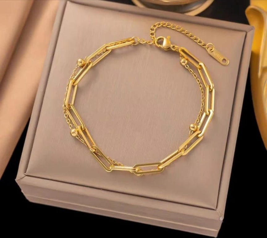 Minimalist Cross Double Layered Bracelet