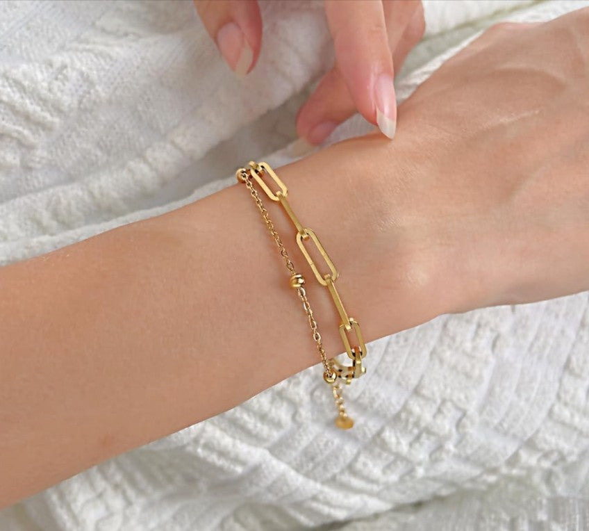 Minimalist Cross Double Layered Bracelet