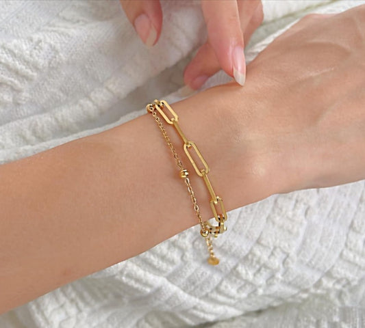 Minimalist Cross Double Layered Bracelet