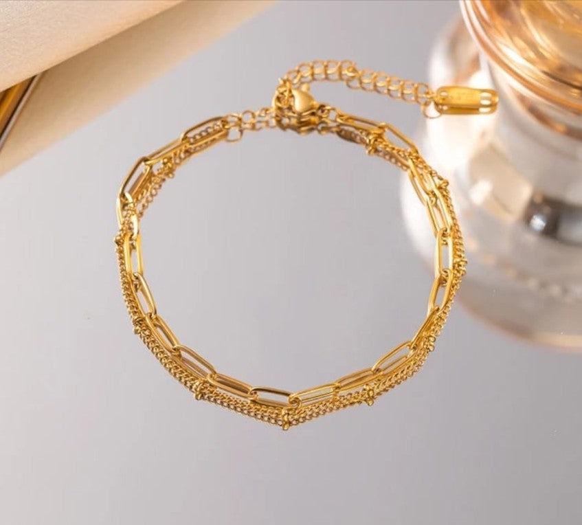 Minimalist Cross Double Layered Bracelet