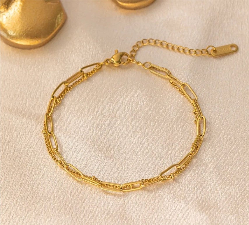 Minimalist Cross Double Layered Bracelet