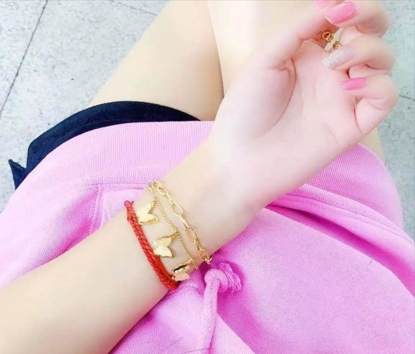 Butterfly Charm Dual Layer Bracelet