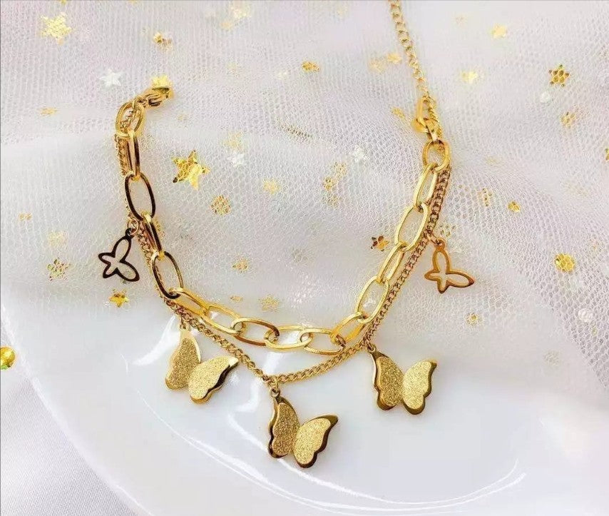 Butterfly Charm Dual Layer Bracelet