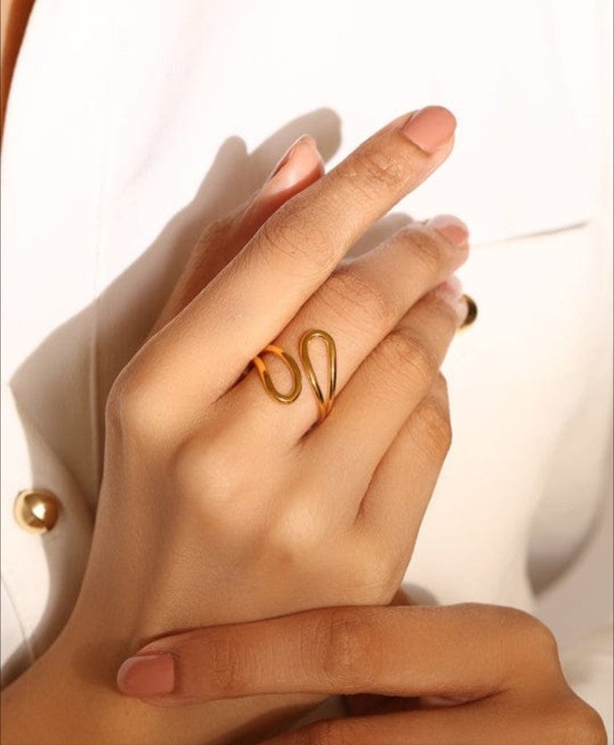 Anti-Tarnish Hollow Drop Ring