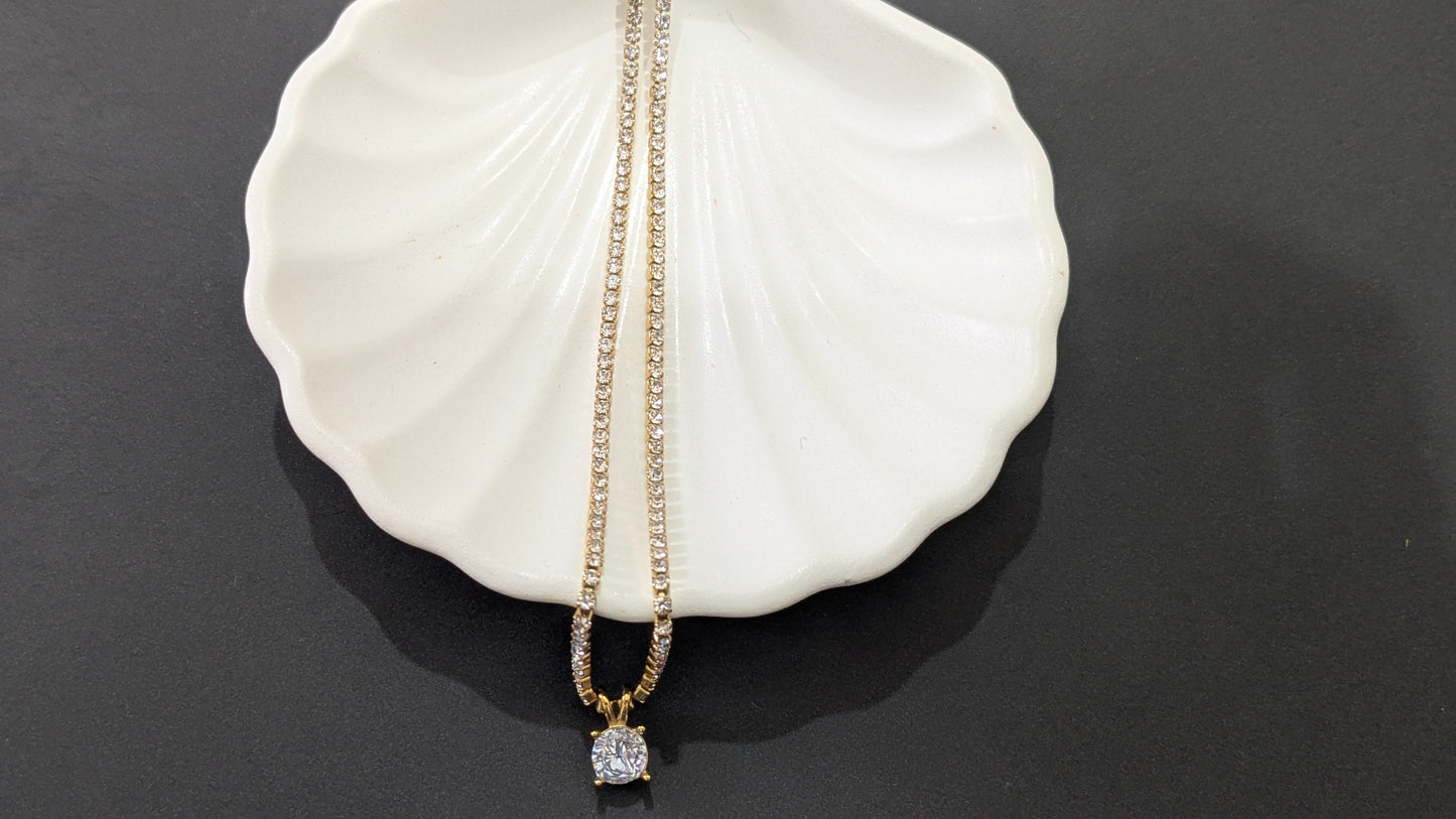 Anti tarnish gold diamond neck chain