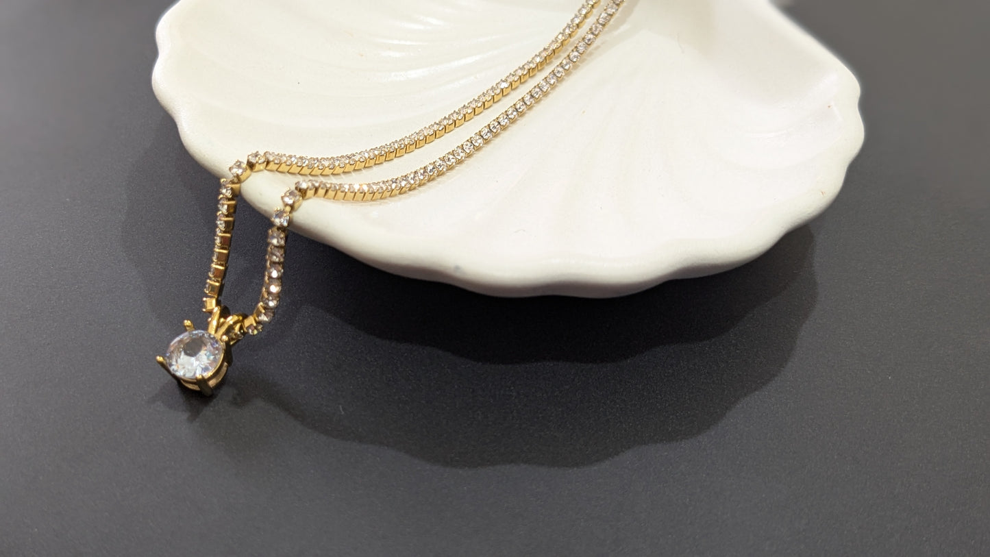 Anti tarnish gold diamond neck chain