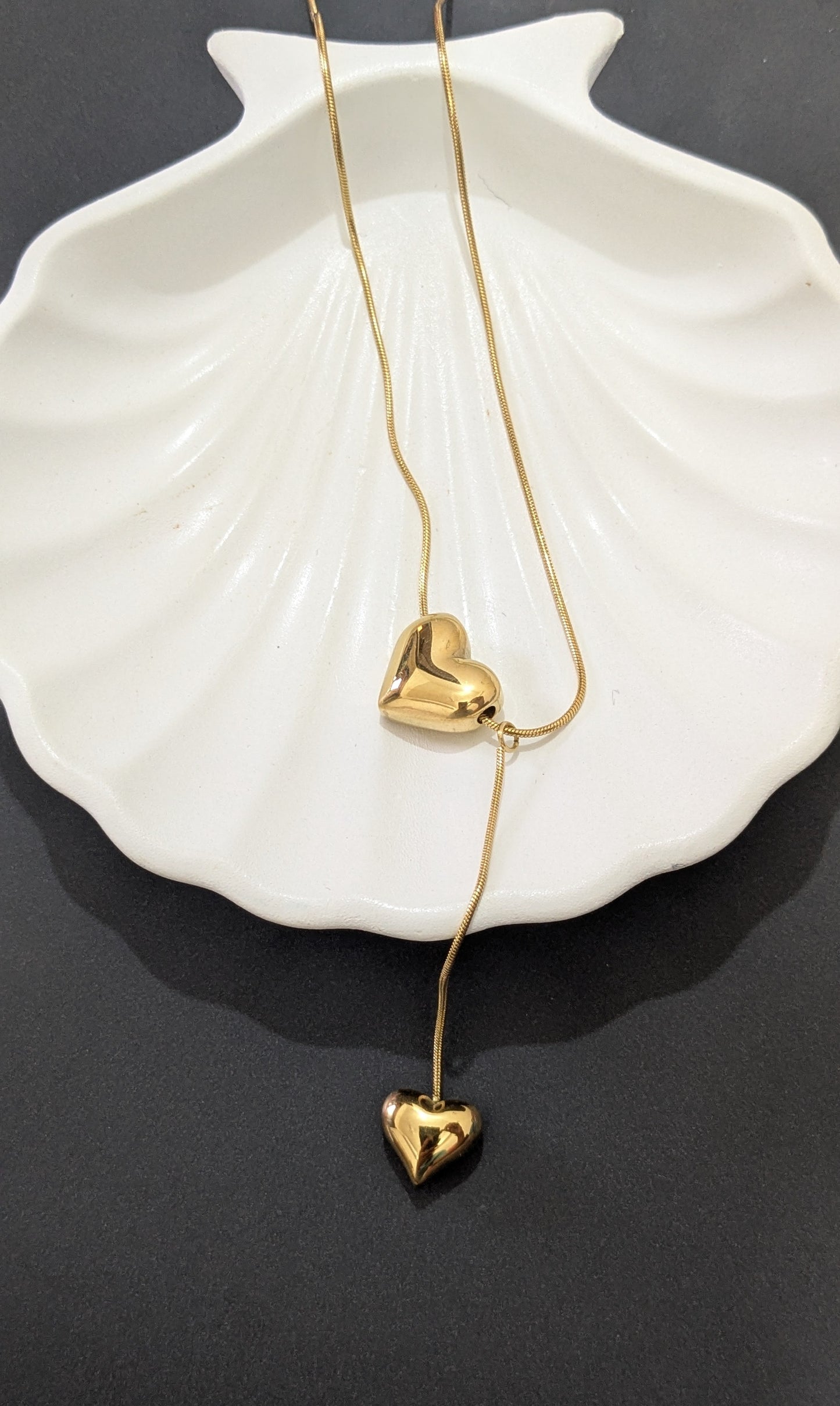 Anti tarnish Double heart chain necklace