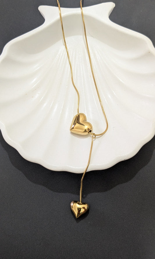 Anti tarnish Double heart chain necklace