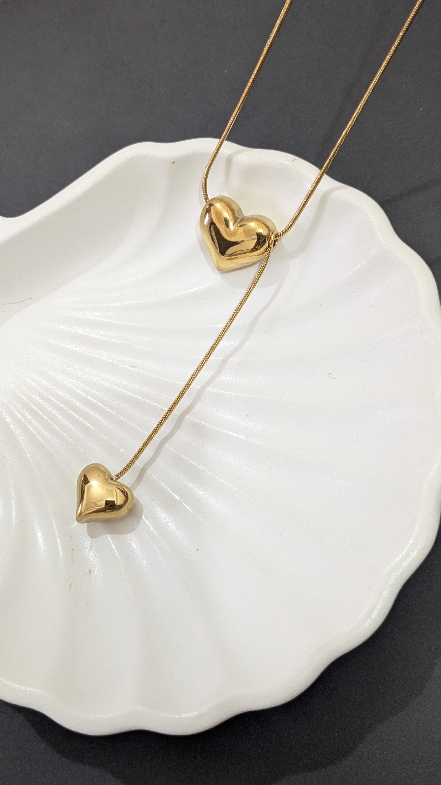 Anti tarnish Double heart chain necklace