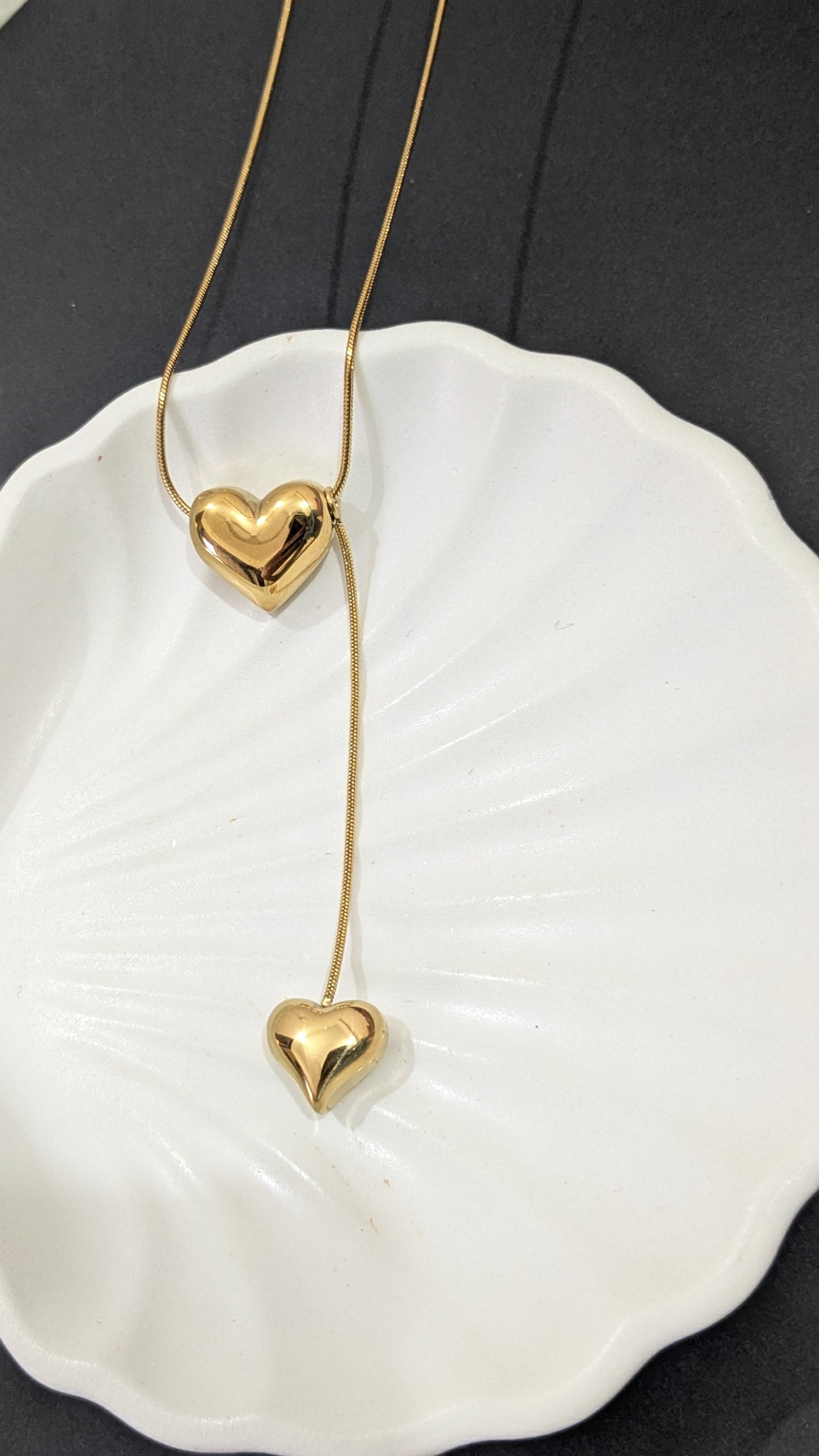 Anti tarnish Double heart chain necklace