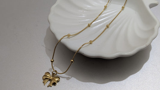 Anti tarnish gold pendant chain necklace