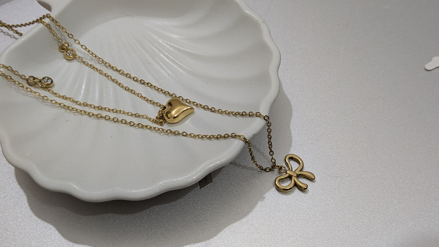 Anti tarnish double layer chain necklace