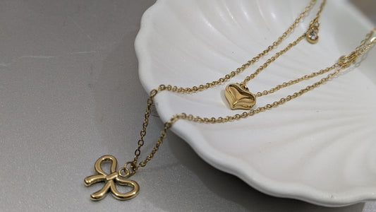 Anti tarnish double layer chain necklace