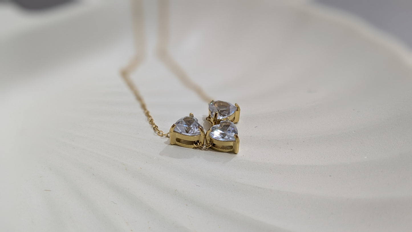 Anti tarnish Heart shape diamond pendant chain necklace