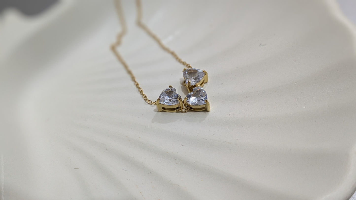 Anti tarnish Heart shape diamond pendant chain necklace