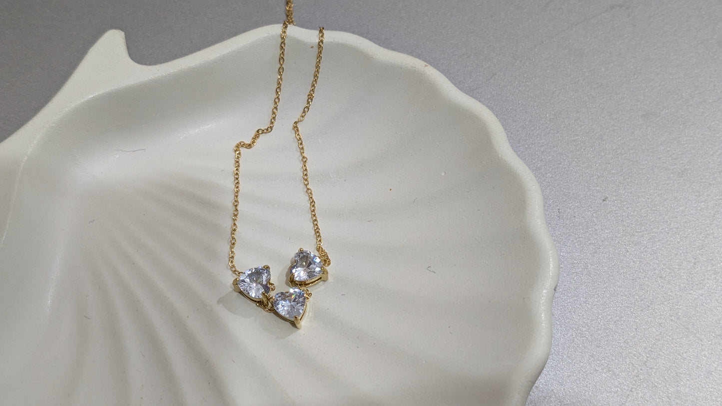 Anti tarnish Heart shape diamond pendant chain necklace