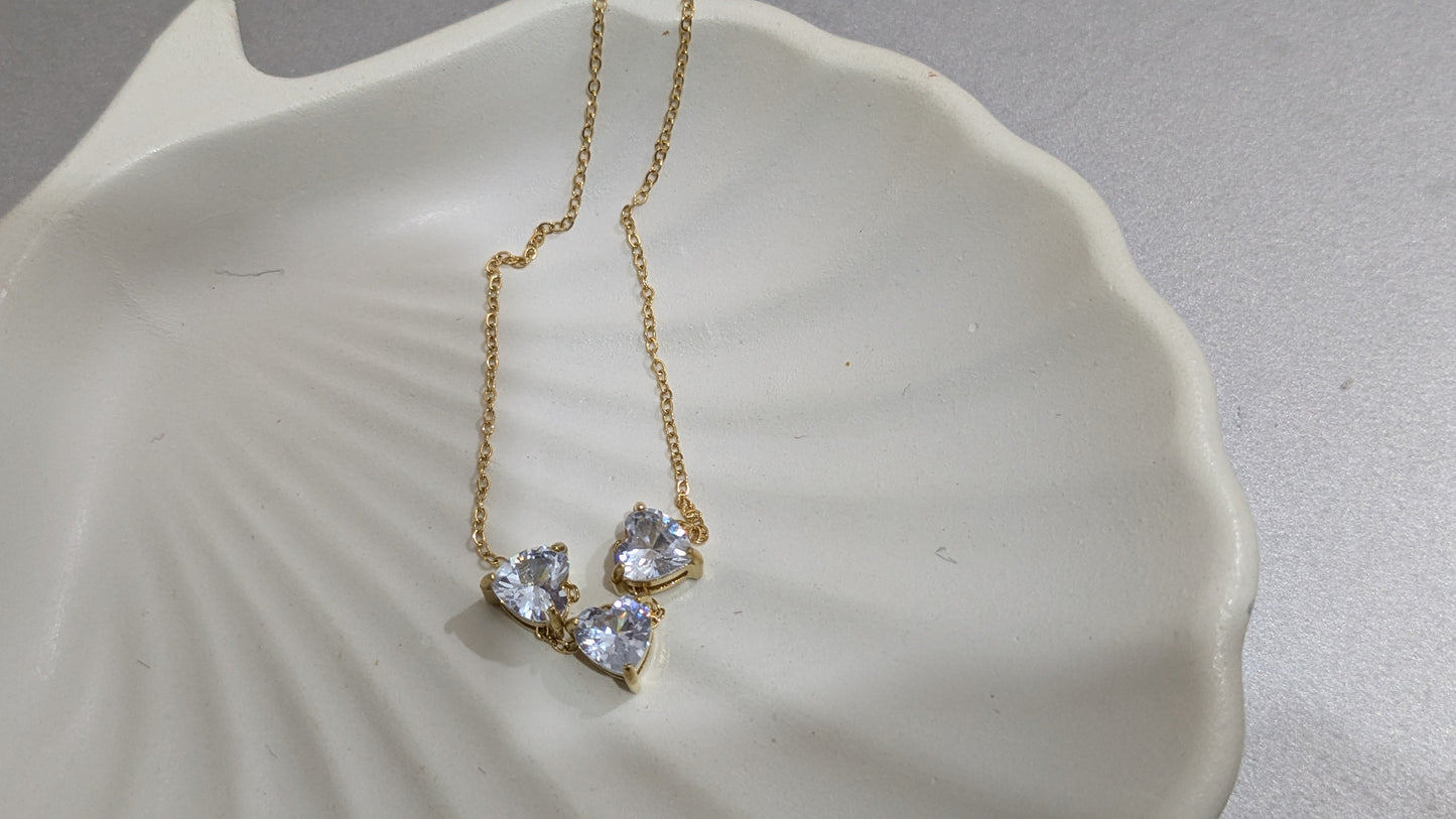 Anti tarnish Heart shape diamond pendant chain necklace