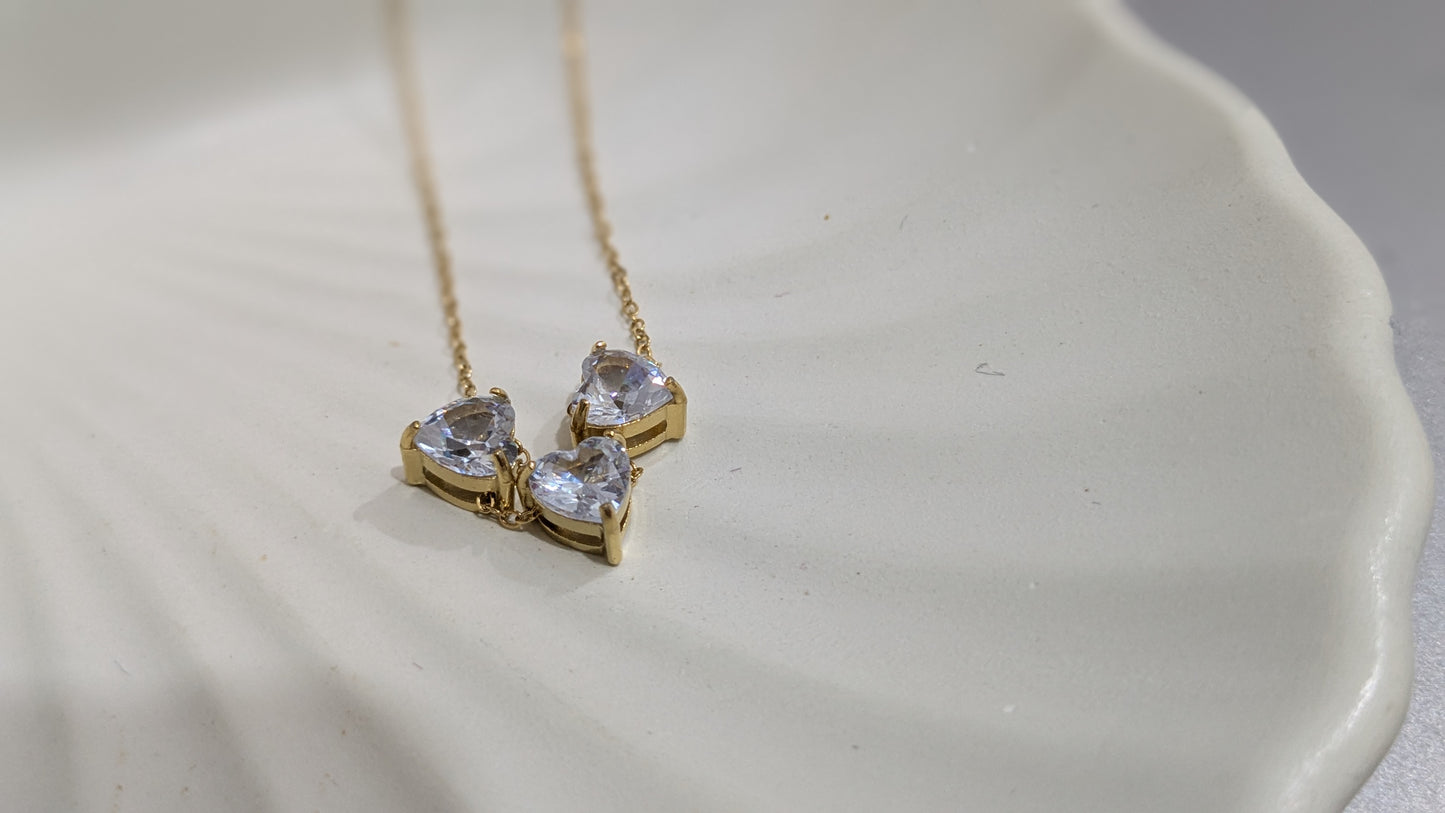Anti tarnish Heart shape diamond pendant chain necklace