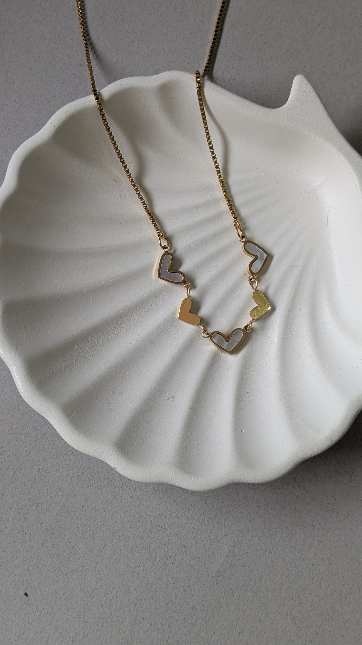 Anti tarnish multi heart necklace